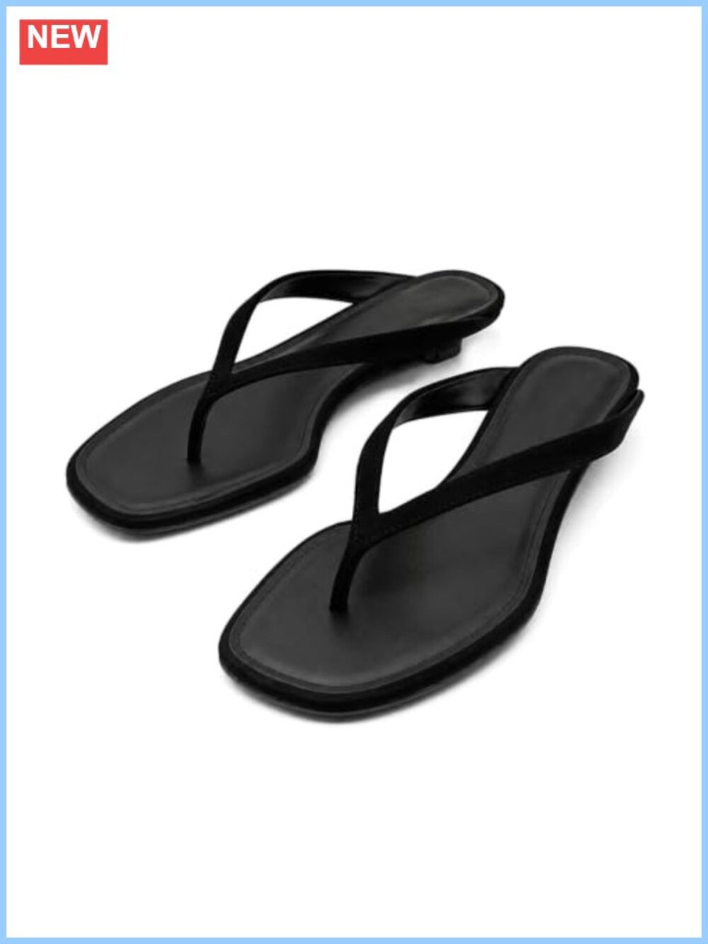 Women's Suede Low Wedge Flip Flops Square Toe Slip On Sandals